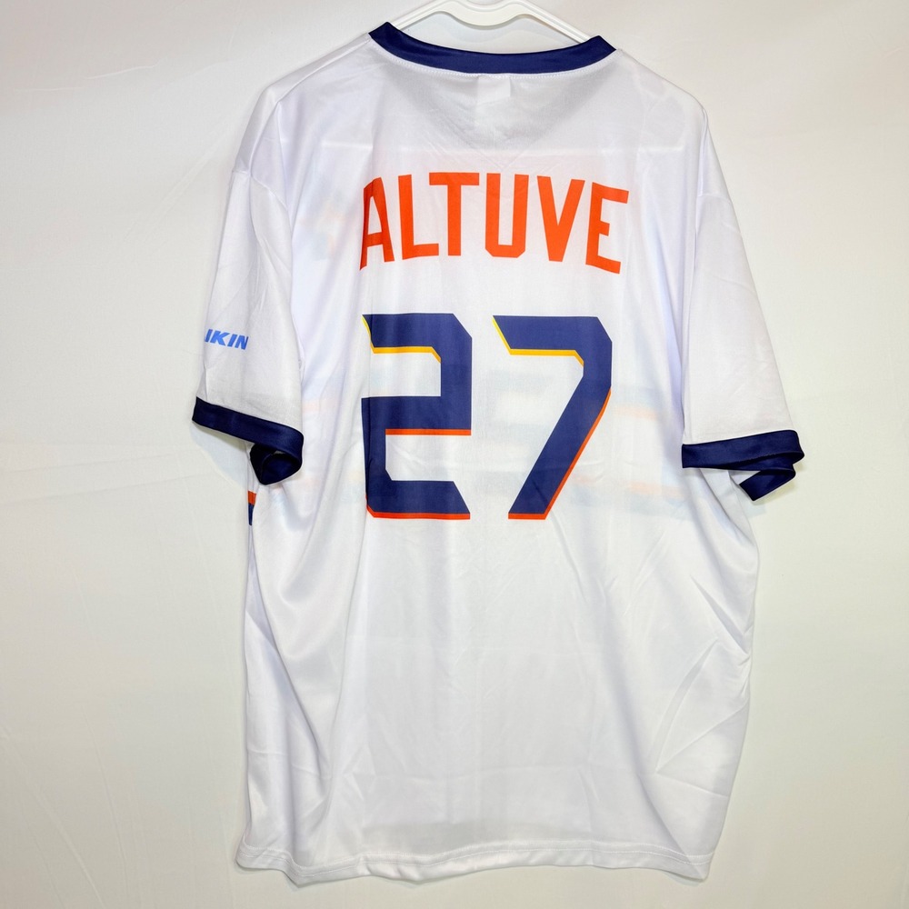 Houston Astros Jose Altuve 27 BDA Sports Jersey White Navy Orange Mens XL